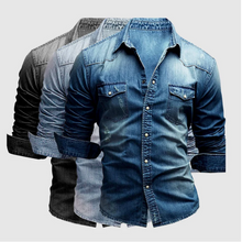 Load image into Gallery viewer, Hanno - Vrijetijdsshirt met lange mouwen voor heren in denim