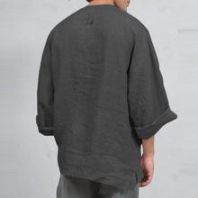 Load image into Gallery viewer, Gunnar - Ethnisches lockeres T-Shirt aus Leinen für Männer