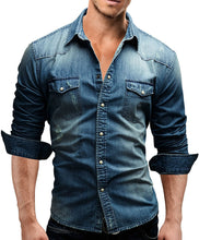 Load image into Gallery viewer, Hanno - Vrijetijdsshirt met lange mouwen voor heren in denim
