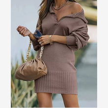 Load image into Gallery viewer, VNeckKnit - Herbstliches V-Ausschnitt-Strickkleid