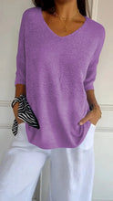 Load image into Gallery viewer, Bianca - Comfy Top met gebreide V-hals
