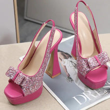 Load image into Gallery viewer, BowknotGlam - Paillettenbesetzte Stoff High Heels