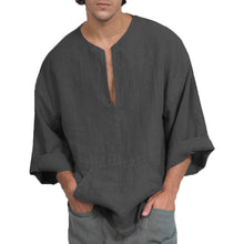 Load image into Gallery viewer, Gunnar - Ethnisches lockeres T-Shirt aus Leinen für Männer