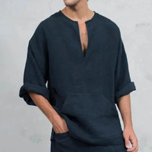 Load image into Gallery viewer, Gunnar - Ethnisches lockeres T-Shirt aus Leinen für Männer