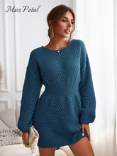Load image into Gallery viewer, HoneyKnit - Braunes Pulloverkleid mit Wabenmuster