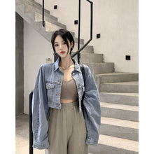 Load image into Gallery viewer, FashWard - Blaue Cropped Herbst Jacken