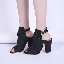 Load image into Gallery viewer, SquareHeel - Einfarbige hochhackige Sandalen
