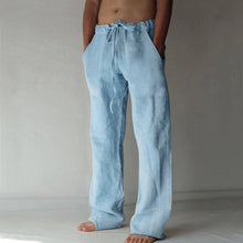 Load image into Gallery viewer, Anton - Heren linnen vrijetijdsbroek met effen kleur