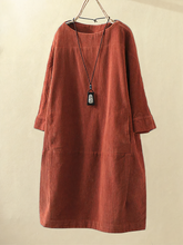 Load image into Gallery viewer, Bronwen - A-lijn corduroy jurk