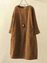 Load image into Gallery viewer, Bronwen - A-lijn corduroy jurk