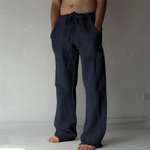 Load image into Gallery viewer, Anton - Heren linnen vrijetijdsbroek met effen kleur