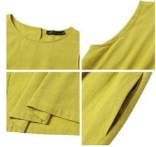 Load image into Gallery viewer, Solene - Lässiger Rundhals-Baumwoll-Leinen-Jumpsuit