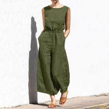 Load image into Gallery viewer, Solene - Lässiger Rundhals-Baumwoll-Leinen-Jumpsuit