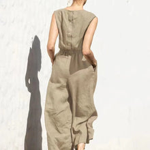 Load image into Gallery viewer, Solene - Lässiger Rundhals-Baumwoll-Leinen-Jumpsuit