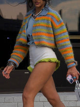 Load image into Gallery viewer, StripeVest - Sexy gestrickter Harajuku Pullover mit Reißverschluss