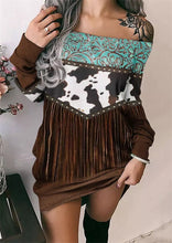 Load image into Gallery viewer, Western Cow - Schulterfreies Kleid