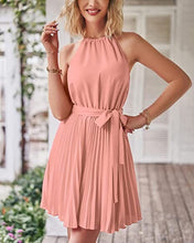 Load image into Gallery viewer, Plissee - Ärmelloses A-Linien-Minikleid