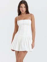 Load image into Gallery viewer, Pleatique - Weißes A-Linien Party-Minikleid