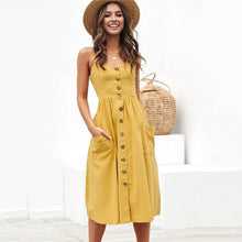 Load image into Gallery viewer, Knopfleiste - Rückenfreie Taschen Minikleid