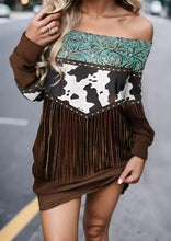 Load image into Gallery viewer, Western Cow - Schulterfreies Kleid
