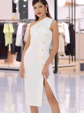 Load image into Gallery viewer, WhiteColor - Bodycon-Minikleid mit Knopfleiste