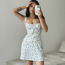 Load image into Gallery viewer, DrawSlim - Minikleid mit Blumenmuster und Kordelzug