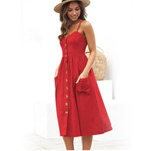 Load image into Gallery viewer, Knopfleiste - Rückenfreie Taschen Minikleid