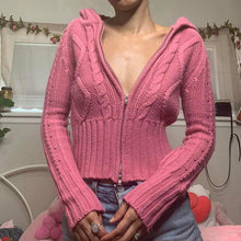 Load image into Gallery viewer, RetroKnit - Vintage Pullover mit Kapuze und Reißverschluss