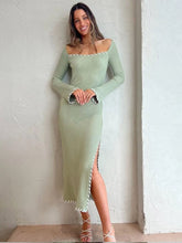 Load image into Gallery viewer, Quadratischer Kragen - Gestricktes Bodycon-Kleid