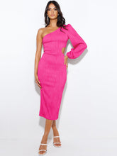 Load image into Gallery viewer, HipWrap - Schräges, schulterfreies langes Kleid