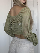 Load image into Gallery viewer, TossyBeach - Sexy hohlgestrickter Crop-Pullover
