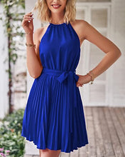Load image into Gallery viewer, Plissee - Ärmelloses A-Linien-Minikleid