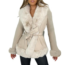 Load image into Gallery viewer, LeatherTie - Pelzjacke mit Krawattengürtel