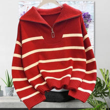 Load image into Gallery viewer, SweetZip - Gehäkelter gestreifter Strickpullover