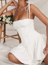 Load image into Gallery viewer, Pleatique - Weißes A-Linien Party-Minikleid