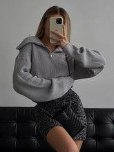 Load image into Gallery viewer, OversizeZip - Schicker Kragen-Reißverschluss-Pullover