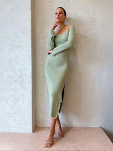 Load image into Gallery viewer, Quadratischer Kragen - Gestricktes Bodycon-Kleid