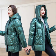Load image into Gallery viewer, GlossyWarm - Einfarbige dicke Outwear mit Kapuze