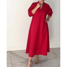 Load image into Gallery viewer, Pandi - Rotes Frauen Elegantes V-Ring Kleid