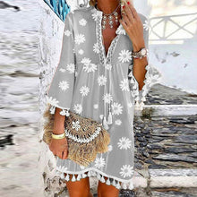 Load image into Gallery viewer, BohoBloom - Mini bohemien jurkje met kwastjes