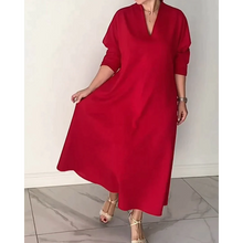 Load image into Gallery viewer, Pandi - Rotes Frauen Elegantes V-Ring Kleid