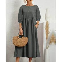 Load image into Gallery viewer, Alana - Midikleid aus Baumwolle und Leinen