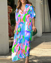 Load image into Gallery viewer, Divine - Auffälliges Kleid mit Farbblockdruck und V-Ausschnitt