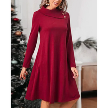 Load image into Gallery viewer, Rosalind - Rotes Elegantes Kleid mit Nappeln