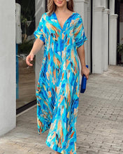 Load image into Gallery viewer, Divine - Auffälliges Kleid mit Farbblockdruck und V-Ausschnitt
