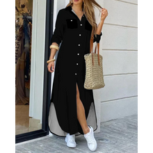 Load image into Gallery viewer, Felicia - Unifarbenes Langärmeliges Hemdkleid