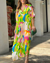 Load image into Gallery viewer, Divine - Auffälliges Kleid mit Farbblockdruck und V-Ausschnitt