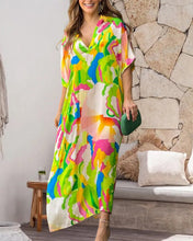 Load image into Gallery viewer, Divine - Auffälliges Kleid mit Farbblockdruck und V-Ausschnitt