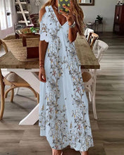 Load image into Gallery viewer, Monty - Kleid mit Blumendruck und kurzen Spitzenärmeln