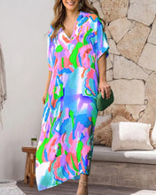 Load image into Gallery viewer, Divine - Auffälliges Kleid mit Farbblockdruck und V-Ausschnitt